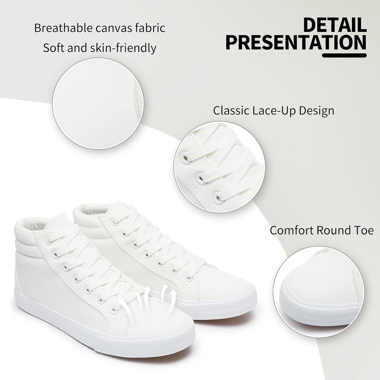 Soft White High Top Canvas Tennis Shoes - Image 2