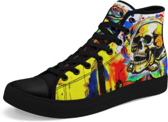 Skull Print High Top Canvas Casual Sneakers
