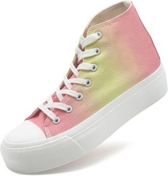 Unisex Platform High Top Canvas Lace-Up Sneakers