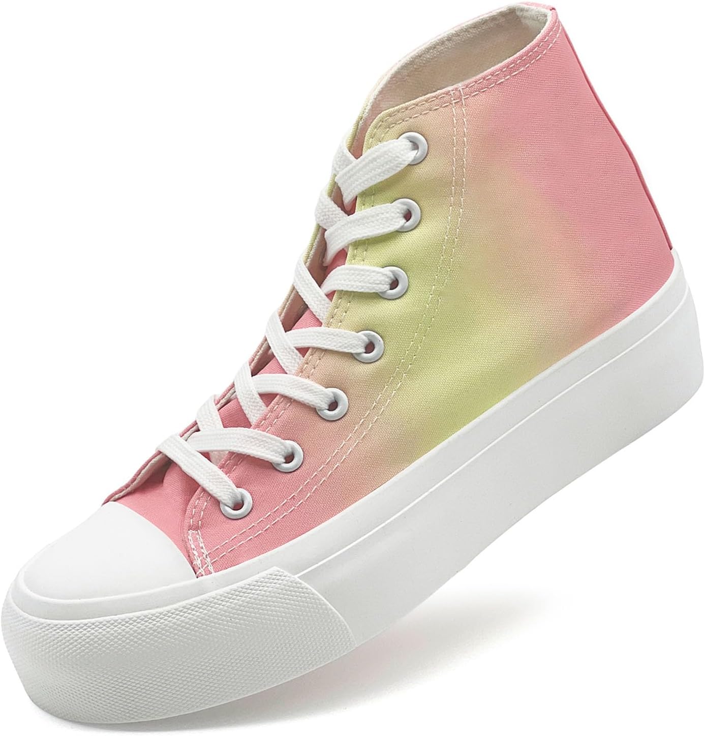 Unisex Platform High Top Canvas Lace-Up Sneakers