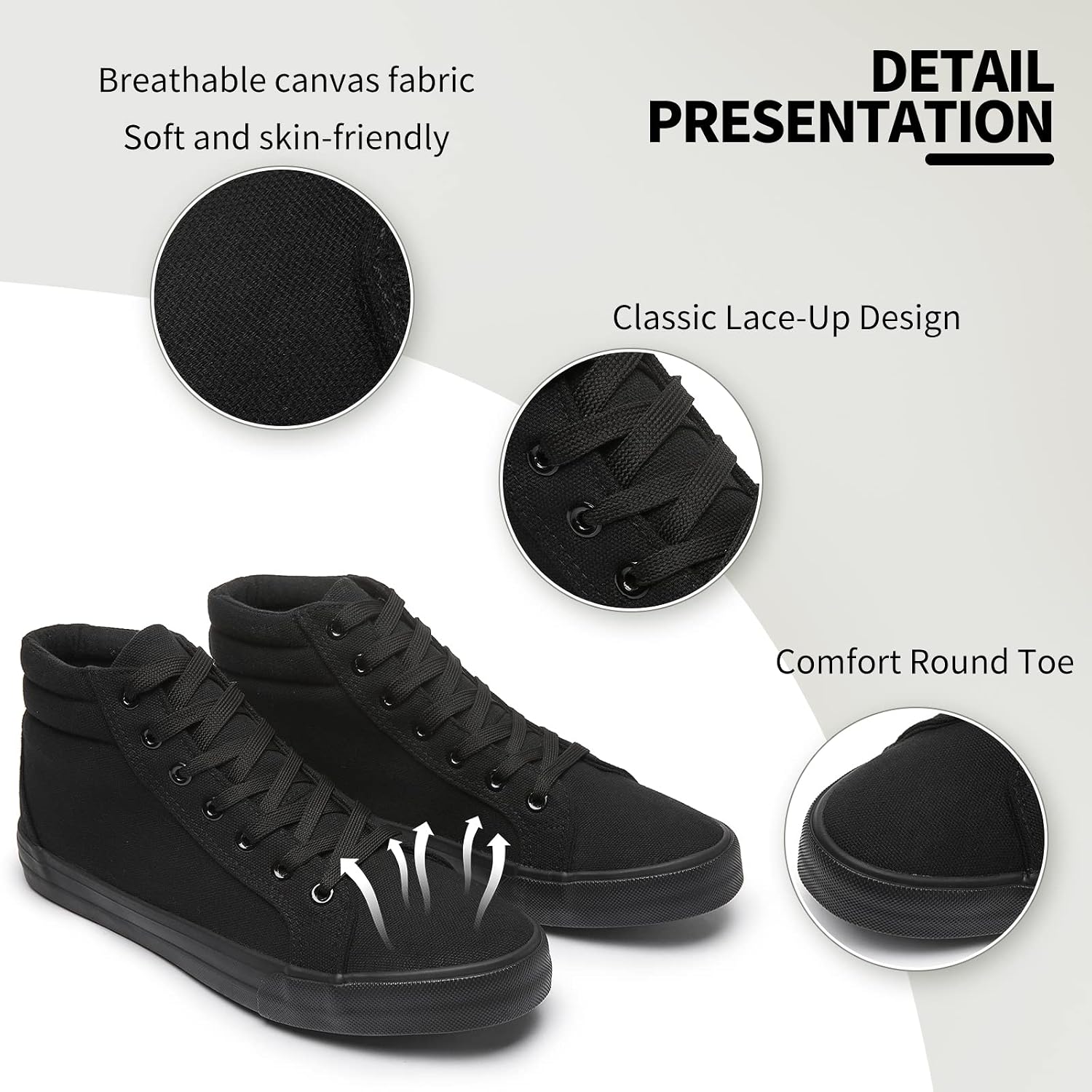 Classic White High Top Canvas Walking Sneakers - Image 2