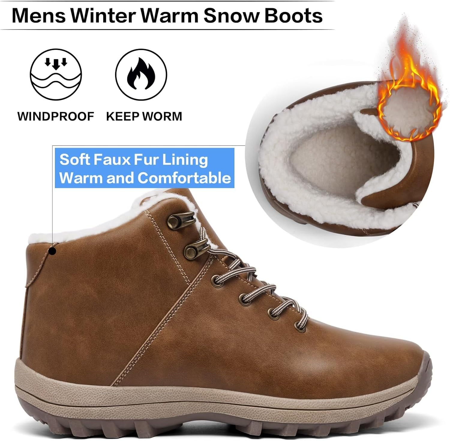 Fur-Lined Water-Resistant Insulated Winter Hiking Boots - Image 2