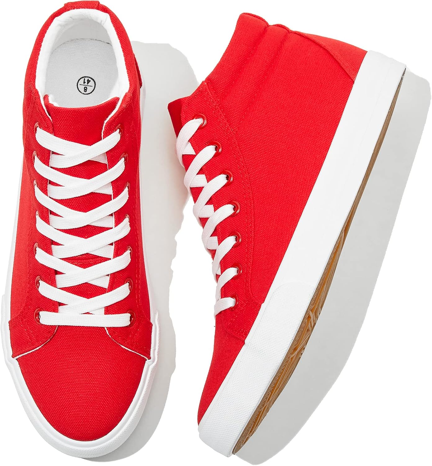 White High Top Canvas Lace-Up Lightweight Sneakers